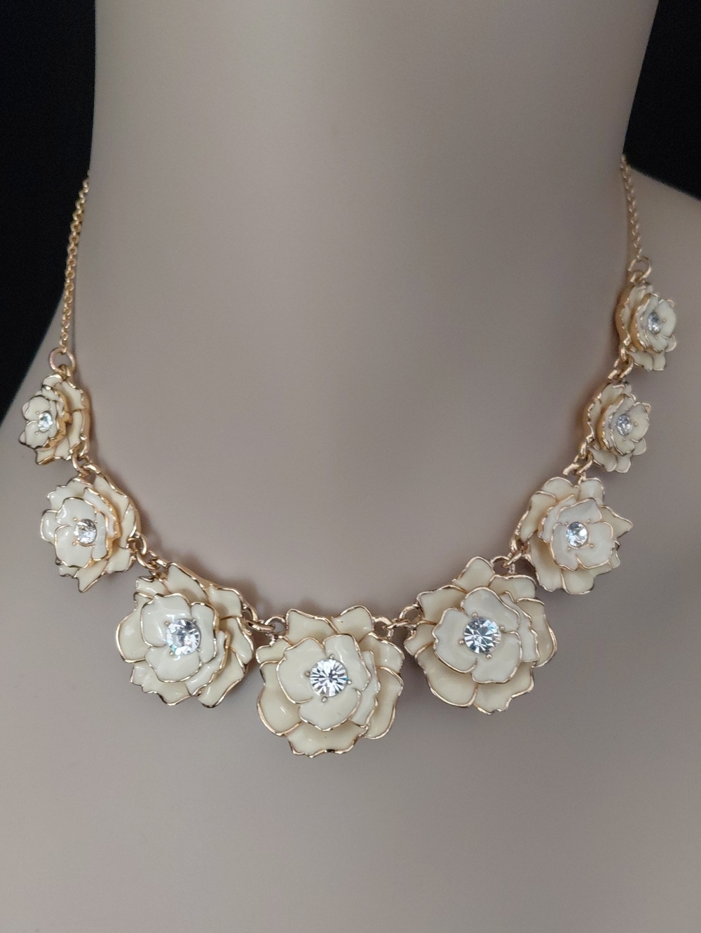 Kate Spade NY Rose Garden Enamel Crystal Floral Statement Necklace